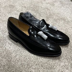 NWT Men’s Black Johnston & Murphy Leather Wingtips Loafers Shoes Sz 11.5 11 1/2